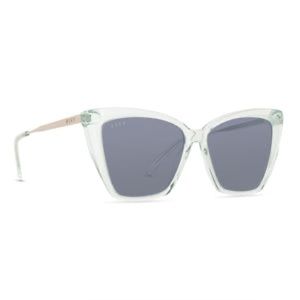 NEW NEVER WORN Diff BECKYII SOFT LAGOON CRYSTAL GREY MIRROR POLARIZED SUNGLASSES